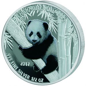 2017 Benin .5 Ounce Charming Animals Panda Colored Silver Coin