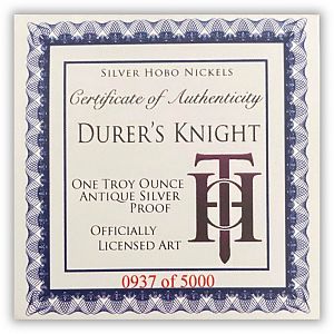 Roman Booteen Durers Knight 1 Oz Hobo Nickel - COA (0937 Of 5000)