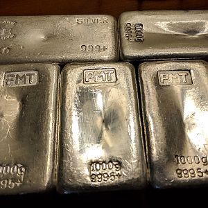 Pmt dimpled Silver bars