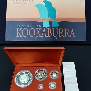 Australian Kookaburra Silver Coin Series 2005 Proof Issue Coins