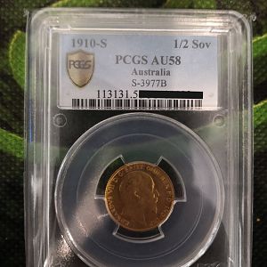 PCGS AU58 1910-S Half Sovereign