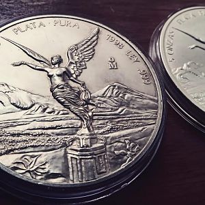 1996 & 1998 - 5oz Silver Libertad BU