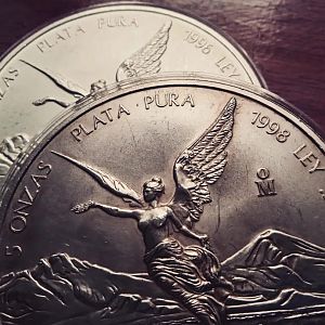 1996 & 1998 - 5oz Silver Libertad BU