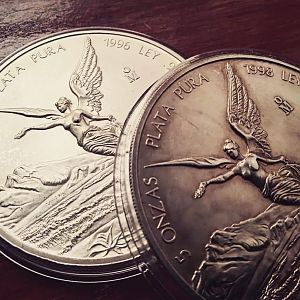 1996 & 1998 - 5oz Silver Libertad BU