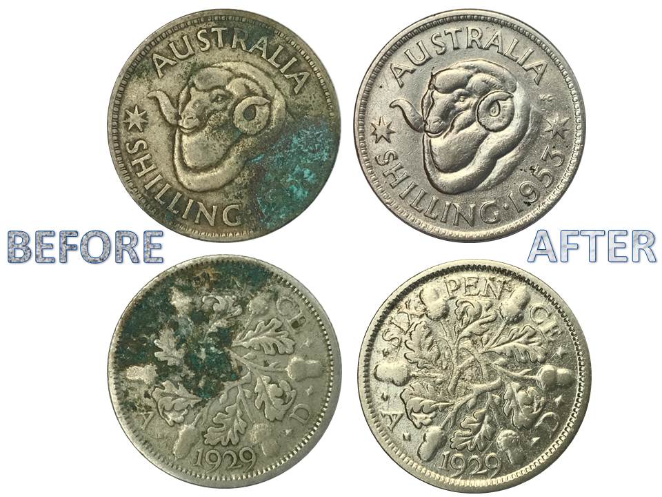 Cleaning silver coins