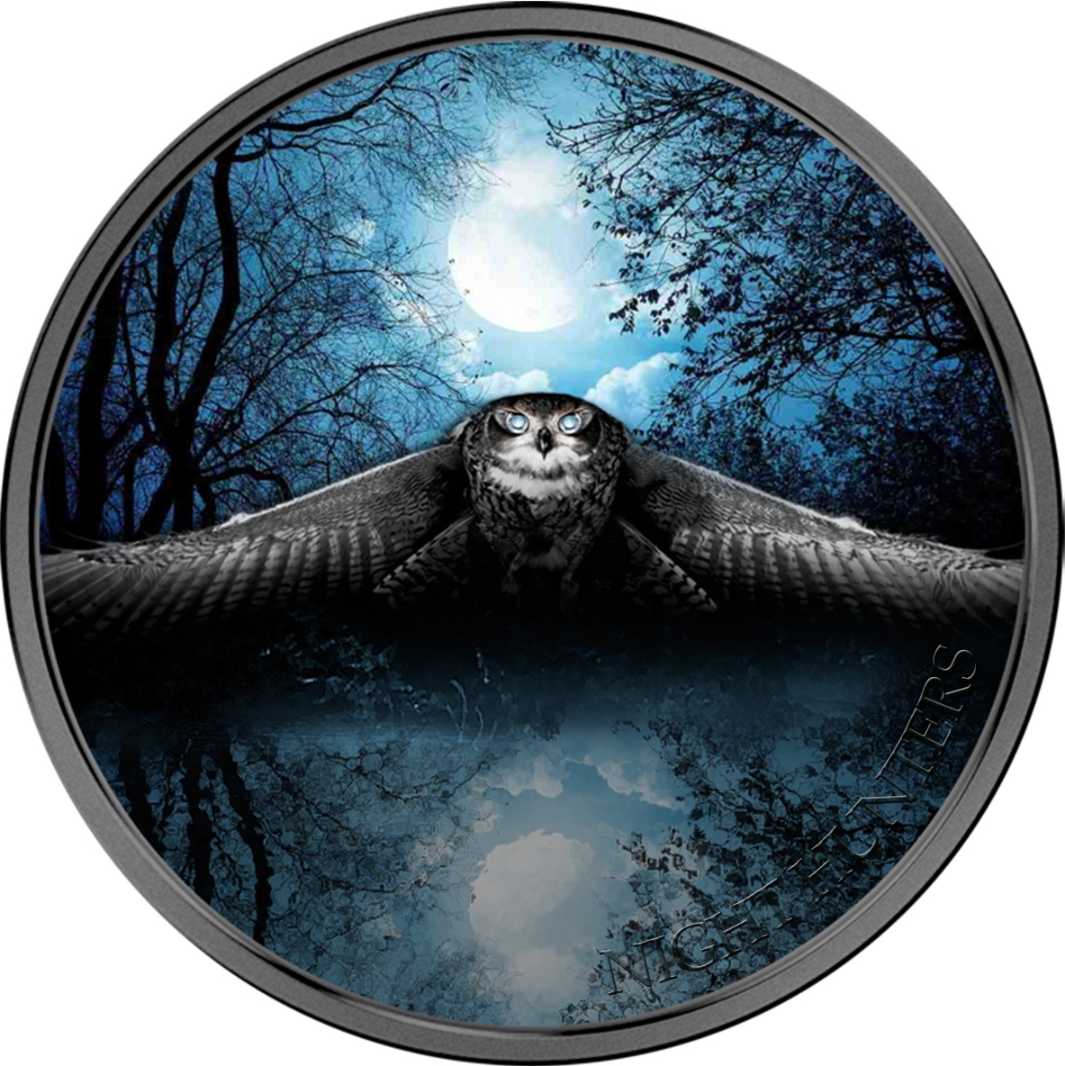 2017 Ivory Coast 3 Ounce Night Hunters Owl Colored Silver Proof Coin
