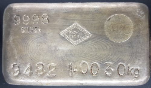 Auction 100 - Vintage ABC Silver Cast Bar 1kg