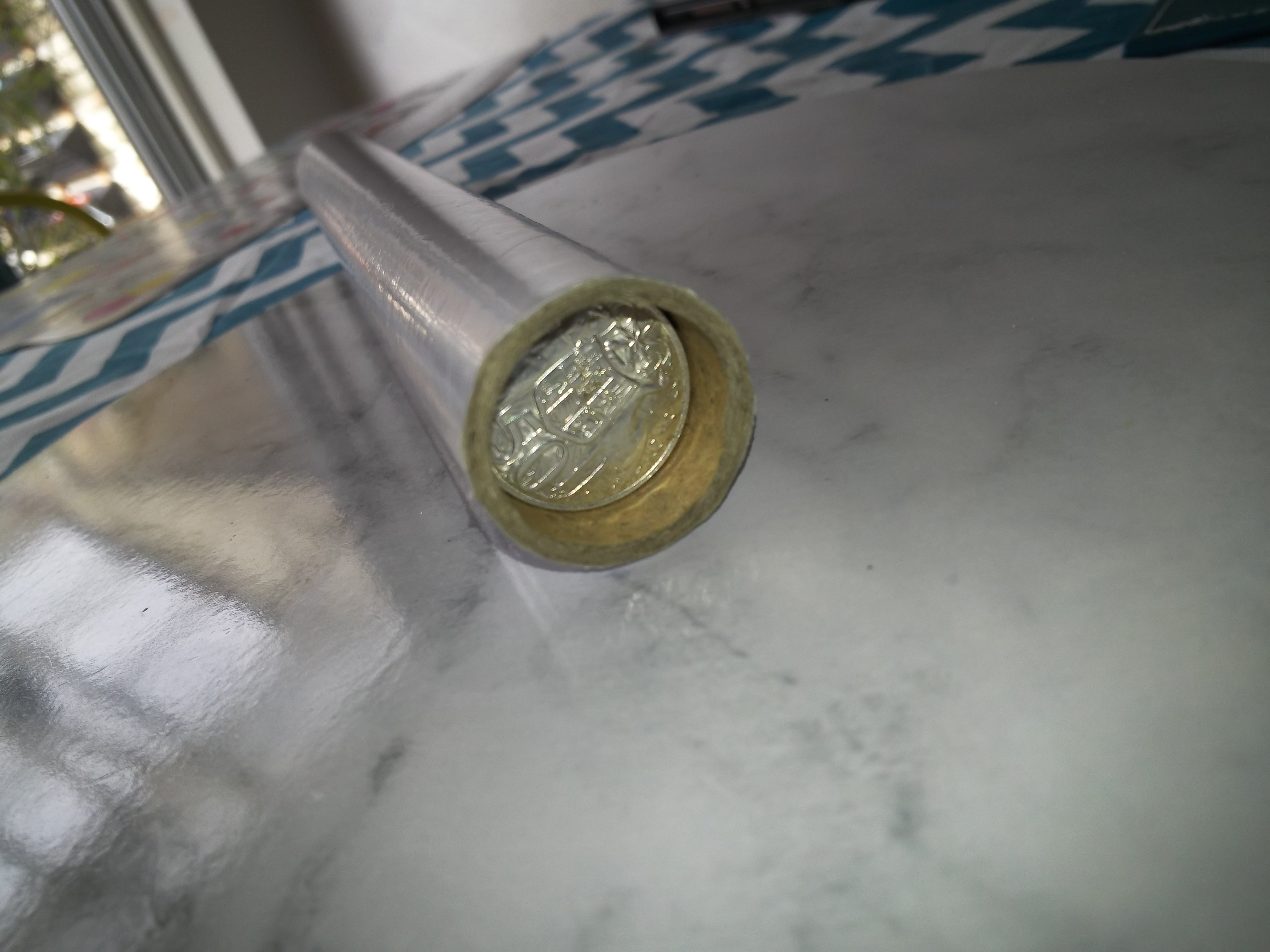 coins in roll sideways